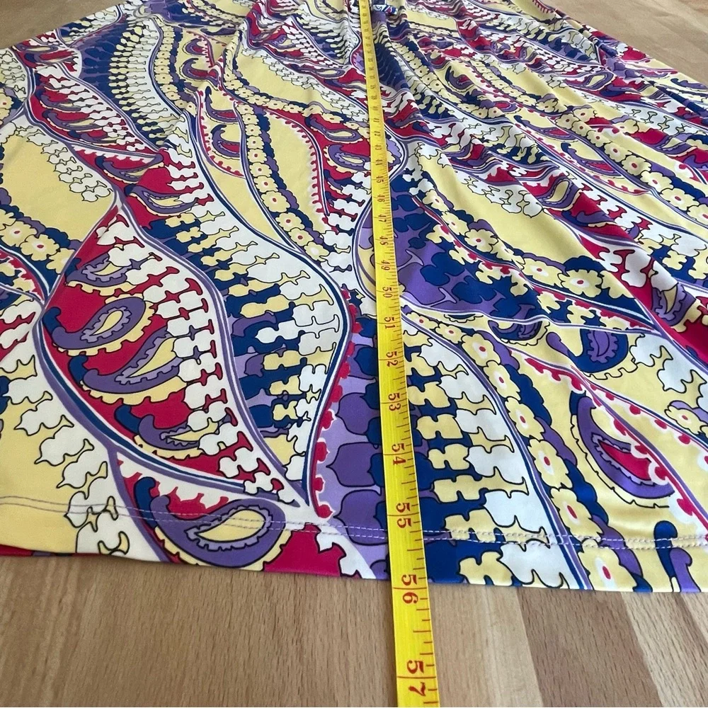 NWOT Nikki Poulos Maxi Dress 1X Plus Sleeveless V-Neck Paisley Floral Multicolor - Picture 7 of 10